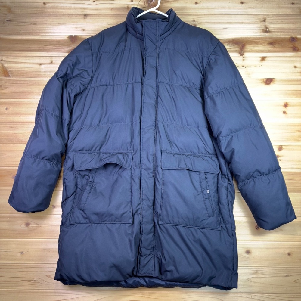 Express Puffer Jacket Mens Large Black Down Filled Hooded Long Winter Coat